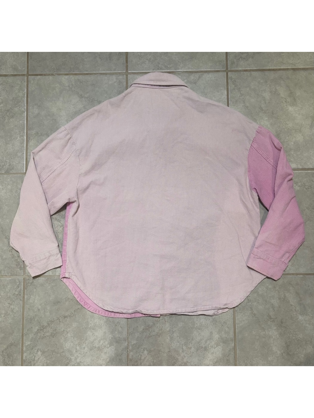 Pink Colorblock Button Front Shacket Overshirt Size Large - Picture 2 of 7